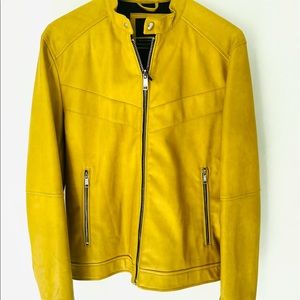 Zara Gold /Yellow Faux Leather Moto Jacket